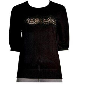 Laundry By Shelli Segal Black Lace Women’s Short Sleeve Sweater Size: SP
